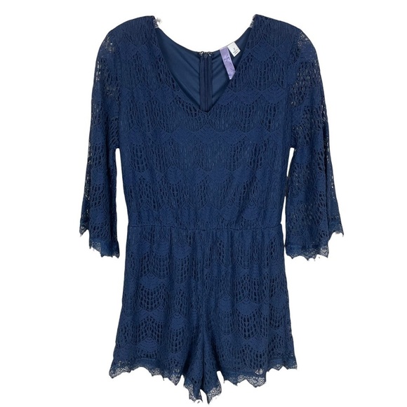 Alya Blue Lace Overlay Romper - Picture 6 of 9